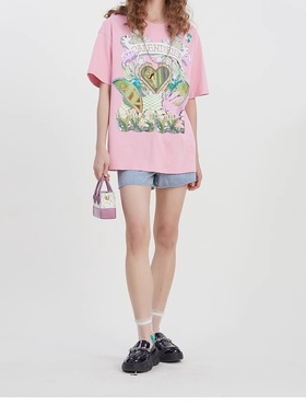 商场同款T恤女2025夏季新款特色印花中长款纯棉亲肤232MT0569