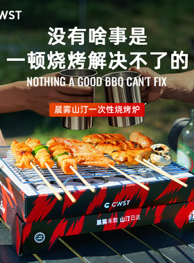 CWST一次性烧烤炉户外野餐无烟家用碳烤炉露营烧烤架木炭烤肉炉