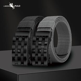 自动扣尼龙腰带男加厚无孔帆布皮带年轻人休闲百搭韩版潮编织裤带