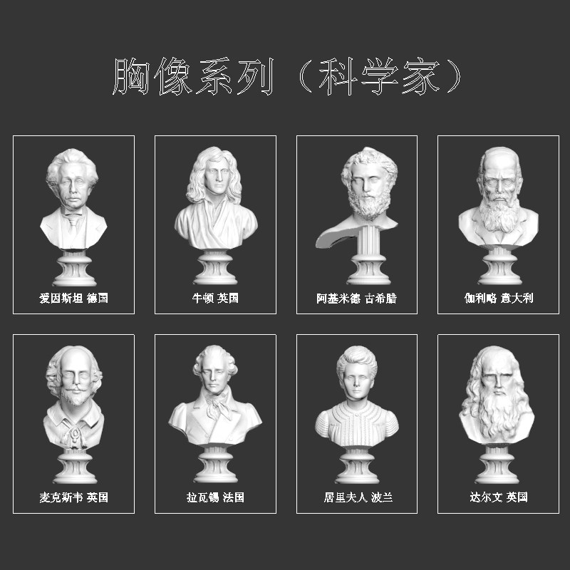 科学家胸像艺术品石膏摆件石膏雕像书架装饰名人石膏像办公室书房,家居饰品,桌面摆件,淘宝优惠券,粉丝福利购,淘宝优惠卷