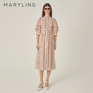 印花连衣裙A1EFW61160 MARYLING玛俪琳春秋新品 微观丛林