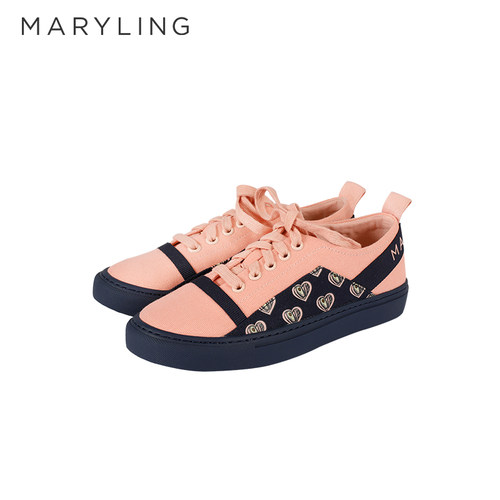 MARYLING玛俪琳秋季平底鞋牛油果桃心印花帆布鞋A8BASB004