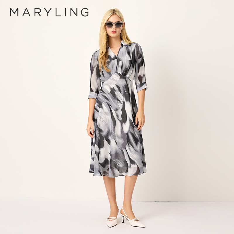 MARYLING艺术感印花连衣裙