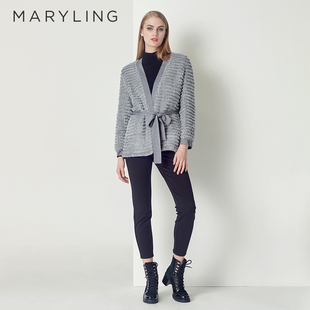 优雅气质烟灰色女士高级感外套A1CHW9S090 MARYLING玛俪琳冬季