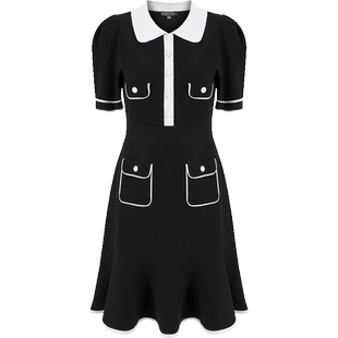 MARYLING玛俪琳春秋新品黑白撞色气质针织连衣裙A1DBW04880