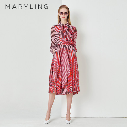 MARYLING粉色太阳褶半裙半身