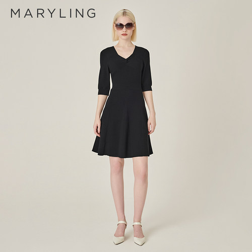 MARYLINGV领收腰针织连衣裙