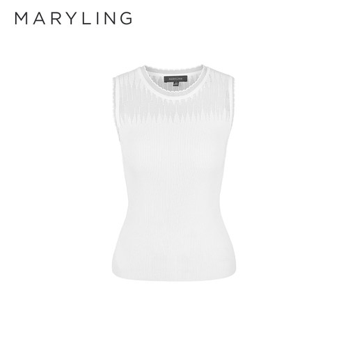 MARYLING白色圆领针织背心