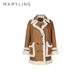 MARYLING玛俪琳冬季 优雅驼色女士皮毛一体大衣A1CHW9S050 经典
