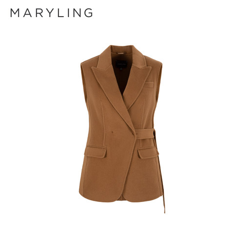 MARYLING丝羊毛双面呢马甲