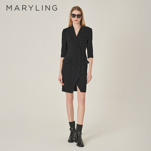 MARYLING黑色西装连衣裙