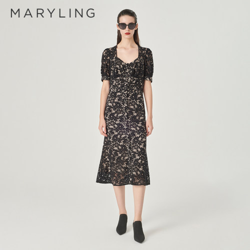 MARYLING包臀鱼尾蕾丝连衣裙