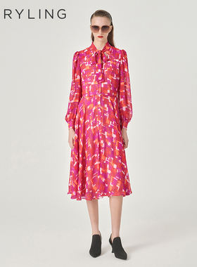 【绯红胭脂】MARYLING玛俪琳24春季新品印花连衣裙A1EAW61050