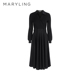 MARYLING玛俪琳初冬新品 黑色衬衣领针梭织连衣裙A1EHW62500