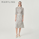 MARYLING玛俪琳夏季 黑白撞色蕾丝鱼尾半身裙A1ECW72570 新品