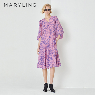 MARYLINGV领印花连衣裙