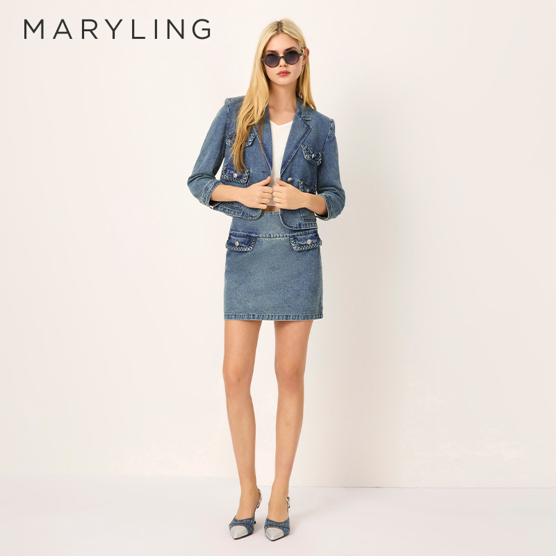 MARYLING牛仔高腰半裙