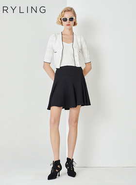 MARYLING玛俪琳夏季新品黑白撞色V领针织开衫A1DCW08870