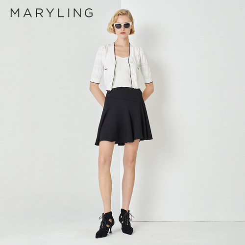 MARYLING黑白撞色针织开衫