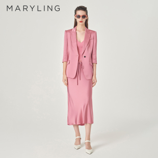 一粒扣外套A1EBW10170 雾粉色七分袖 MARYLING玛俪琳芭蕾西装 春新品