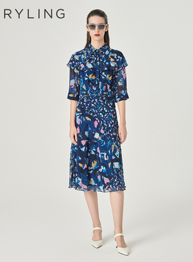 【浮光掠影】MARYLING玛俪琳24春新品衬衣领印花连衣裙A1EBW63250