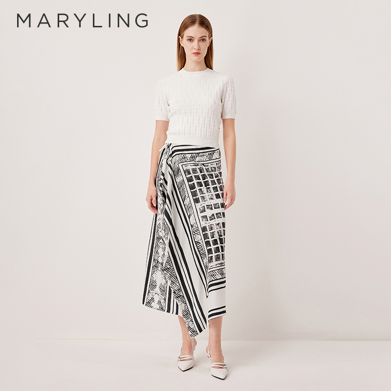 MARYLING经典圆领短袖针织套头衫