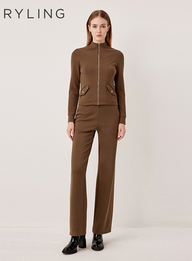 MARYLING玛俪琳2025秋季新品剑桥棕立领百搭休闲外套A1FGW14140