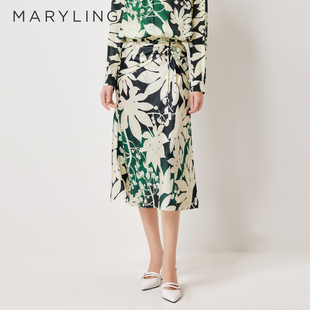 MARYLING玛俪琳2026春季新品春日繁花撞色树影印花半裙A1GBW72180