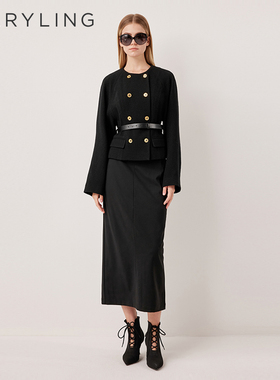 MARYLING玛俪琳2025秋季新品优雅百搭圆领复古短款外套A1FGW14040