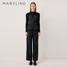 MARYLING玛俪琳2025秋季新品黑色半高领西装式抹胸上衣A1FGW26180