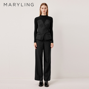 式 黑色半高领西装 抹胸上衣A1FGW26180 新品 MARYLING玛俪琳2025秋季