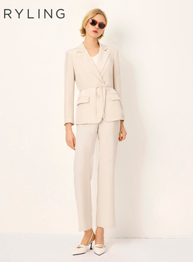 MARYLING玛俪琳2025春夏新品杏色桑蚕丝系带西装外套A1FCW10060