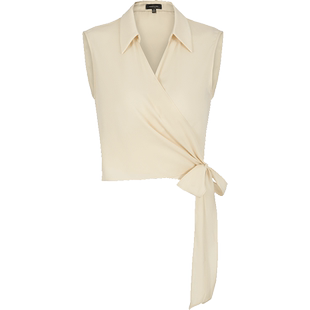 MARYLING玛俪琳夏季新品杏色衬衣V领交叉绑带上衣A1EDW28240