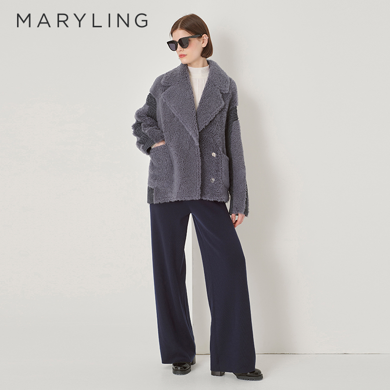 MARYLING皮毛一体灰色外套