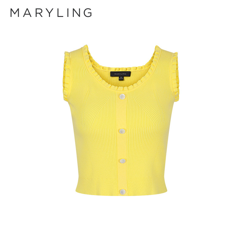 MARYLING玛俪琳夏季新品柠檬黄针织背心A1ECW07610