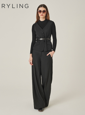 MARYLING玛俪琳秋季新品黑色精仿羊毛针梭配上衣A1EGW26400