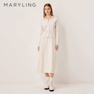MARYLING玛俪琳2025秋季新品温柔雅致翻领针织套头衫A1FGW08330
