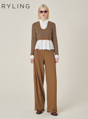 MARYLING玛俪琳秋季新品驼色花呢肌理针梭织上衣A1EGW26310