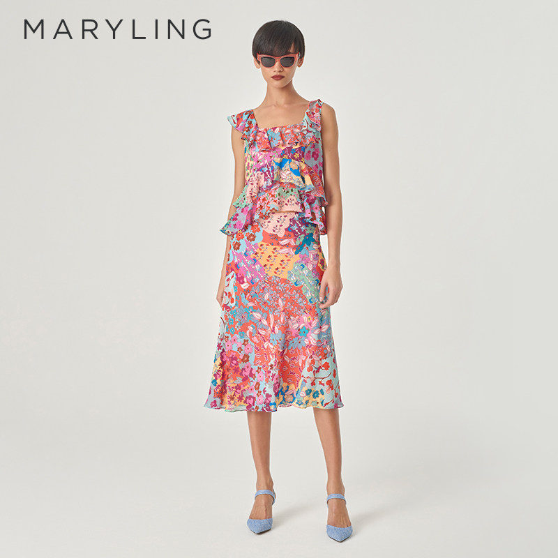 MARYLING方形领印花上衣图片