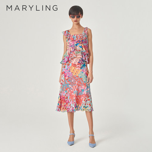 MARYLING方形领印花上衣