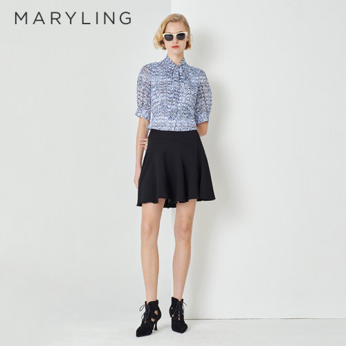 MARYLING桃心乔其印花上衣