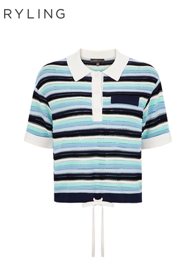 MARYLING玛俪琳春夏新品蓝绿海盐冰淇淋针织套头衫A1DCW03730