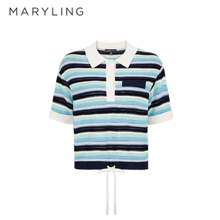 MARYLING玛俪琳春夏新品 A1DCW03730 蓝绿海盐冰淇淋针织套头衫