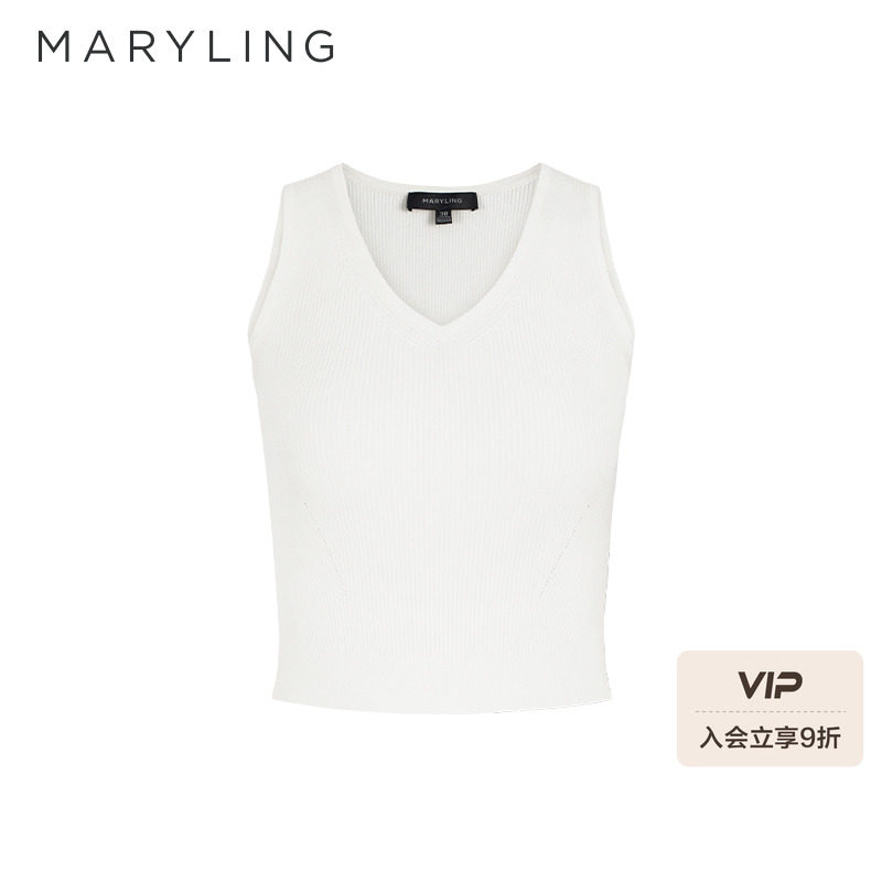 MARYLING玛俪琳2025春季新品V领短款针织背心A1FBW