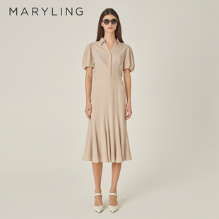 MARYLING玛俪琳初秋新品 杏色几何设计鱼尾半身裙A1EFW72080