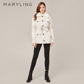 MARYLING玛俪琳2022冬季 椰肉白双面穿水貂尼克服外套A1BHW9Q130