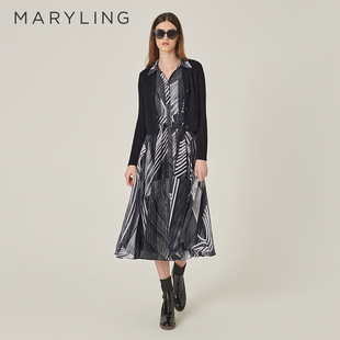 MARYLING玛俪琳2024年冬季 连衣裙A1EHW62710 针梭织翻领印花长袖