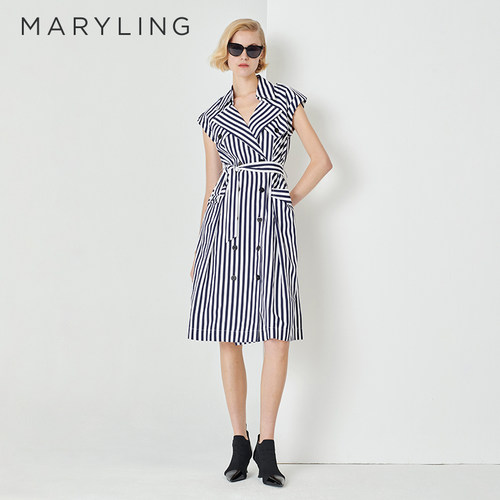 MARYLING条纹无袖连衣裙