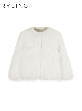 MARYLING玛俪琳2025秋冬白色休闲圆领奢华皮草外套A1FHW9F060