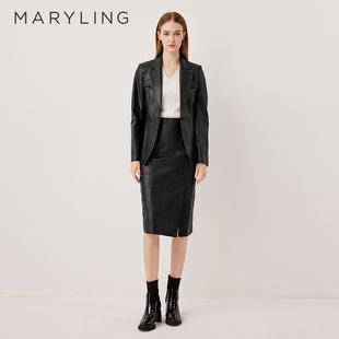 MARYLING玛俪琳2025秋季 摩登腔调复古直筒半裙A1FGW77010 新品